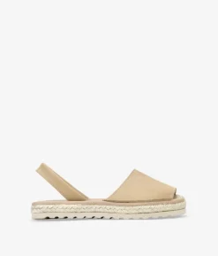 Bosanova Espadrilles | Sandales Plates | Abarcas planas beige en piel con esparto