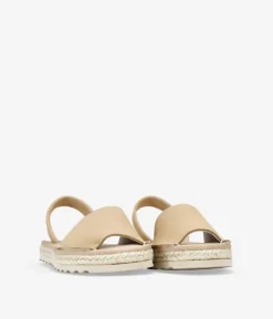 Bosanova Espadrilles | Sandales Plates | Abarcas planas beige en piel con esparto