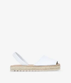 Bosanova Espadrilles | Sandales Plates | Abarcas planas blancas en piel con esparto
