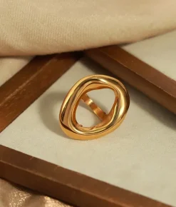 Bosanova Bagues | Bague ovale en métal doré