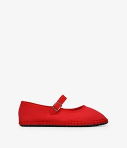 Bosanova Ballerines Et Mary Janes | Ballerines en toile rouge avec bride sur le cou-de-pied