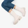 Bosanova Bottes Semelles Track | Beige ankle boots with zipper
