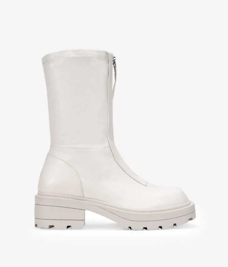 Bosanova Bottes Semelles Track | Beige ankle boots with zipper