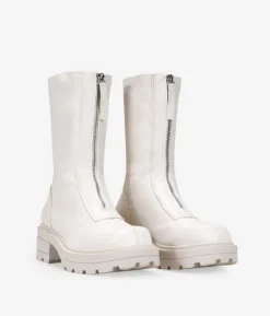 Bosanova Bottes Semelles Track | Beige ankle boots with zipper