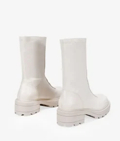 Bosanova Bottes Semelles Track | Beige ankle boots with zipper