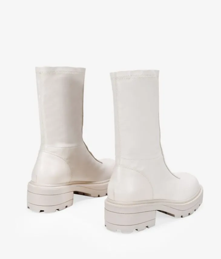 Bosanova Bottes Semelles Track | Beige ankle boots with zipper