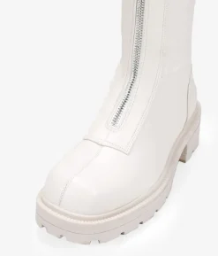 Bosanova Bottes Semelles Track | Beige ankle boots with zipper