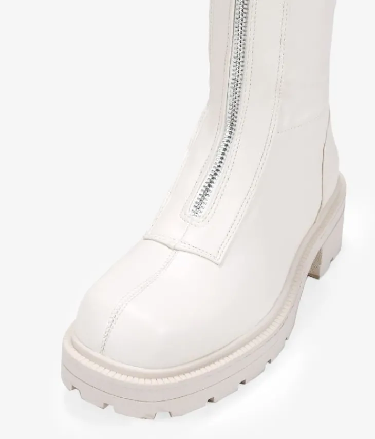 Bosanova Bottes Semelles Track | Beige ankle boots with zipper