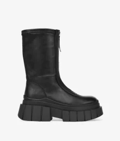 Bosanova Bottes Semelles Track | Bottes De Plateforme | Black boots with zipper and platform