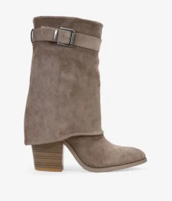 Bosanova Bottes À Talons | Bottes Cowboy | Boots à talons taupe avec guêtre