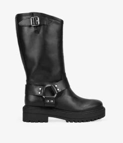 Bosanova Bottes De Motard | Chaussures En Cuir | Boots motardes en cuir noir avec boucle