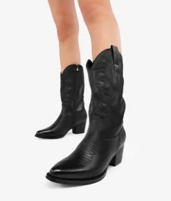 Bosanova Bottes À Talons | Bottes Cowboy | Bottes de cowboy noires avec broderie