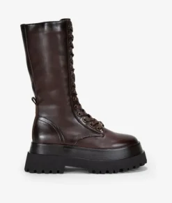 Bosanova Bottes Semelles Track | Bottes Militaires | Bottes hautes marron à lacets