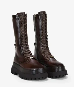 Bosanova Bottes Semelles Track | Bottes Militaires | Bottes hautes marron à lacets