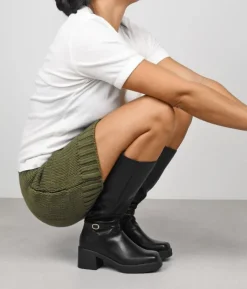 Bosanova Bottes À Talons | Bottes Hautes | Bottes hautes noires à talon et fermeture éclair