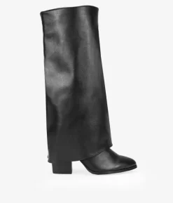Bosanova Bottes À Talons | Bottes Hautes | Bottes hautes noires à tige repliée
