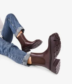 Bosanova Bottes Semelles Track | Bottines Chelsea | Bottes marron avec élastiques