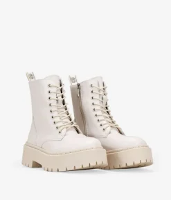 Bosanova Bottes Militaires | Bottes De Plateforme | Bottes militaires beiges à plateforme