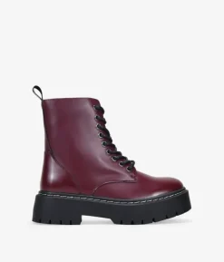 Bosanova Bottes Militaires | Bottes De Plateforme | Bottes militaires bordeaux à plateforme