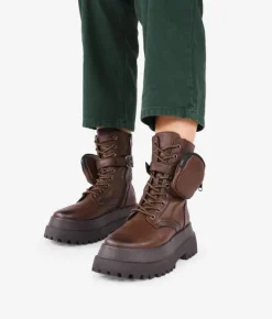 Bosanova Plateformes | Bottes Semelles Track | Bottes militaires marron avec poche