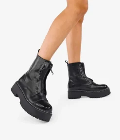 Bosanova Bottes Militaires | Bottes De Plateforme | Bottes militaires noires à plateforme