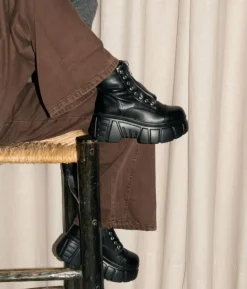Bosanova Bottes Semelles Track | Bottes Militaires | Bottes militaires noires avec fermeture éclair