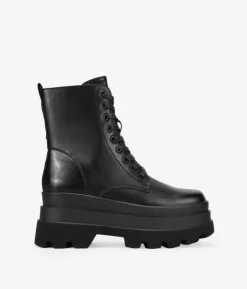 Bosanova Bottes Militaires | Bottes De Plateforme | Bottes militaires noires à bout carré et plateforme XL
