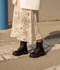 Bosanova Bottes Militaires | Bottes De Plateforme | Bottes militaires noires à plateforme