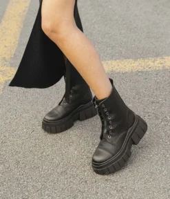 Bosanova Bottes Semelles Track | Bottes Militaires | Bottes noires 2 en 1 avec semelle track