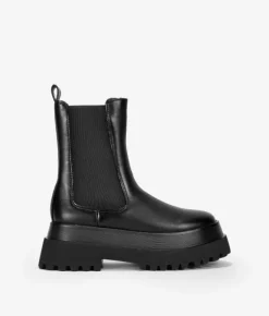 Bosanova Bottes Semelles Track | Bottines Chelsea | Bottes noires avec semelle de course élastique