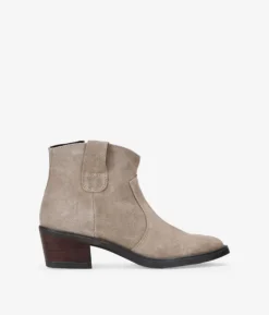 Bosanova Bottes À Talons | Bottes Cowboy | Bottines à talon en cuir suédé taupe