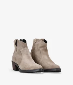 Bosanova Bottes À Talons | Bottes Cowboy | Bottines à talon en cuir suédé taupe