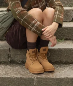 Bosanova Bottes D'hiver | Bottes Militaires | Bottines camel à lacets et plateforme