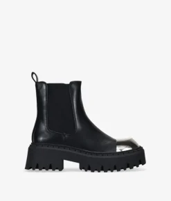 Bosanova Bottes Semelles Track | Bottines Chelsea | Bottines chelsea noires à bout en métal