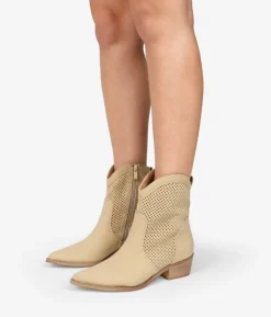 Bosanova Bottes À Talons | Bottes Cowboy | Bottines cowboy beiges ajourées