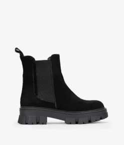 Bosanova Bottes Semelles Track | Bottines Chelsea | Bottines en croûte de cuir noir