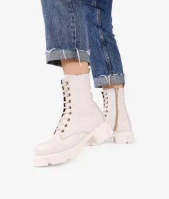 Bosanova Bottes Semelles Track | Bottes Militaires | Bottines en cuir beige