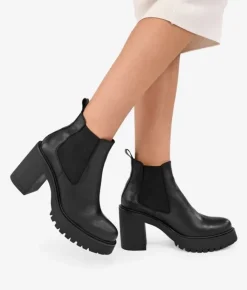 Bosanova Bottes À Talons | Bottines Chelsea | Bottines en cuir noir