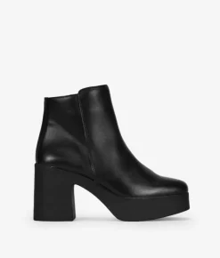 Bosanova Bottes À Talons | Bottes De Plateforme | Bottines en cuir noir à talon