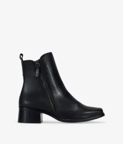 Bosanova Bottes À Talons | Chaussures En Cuir | Bottines en cuir noir à talon et fermeture éclair