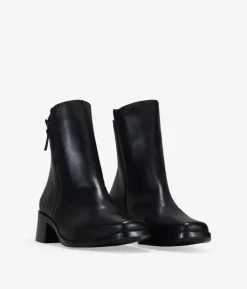 Bosanova Bottes À Talons | Chaussures En Cuir | Bottines en cuir noir à talon et fermeture éclair