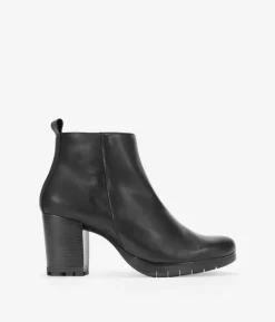 Bosanova Bottes À Talons | Chaussures En Cuir | Bottines en cuir noir avec talon et fermeture éclair