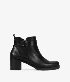Bosanova Bottes À Talons | Bottines en cuir noir avec talon et détail boucle