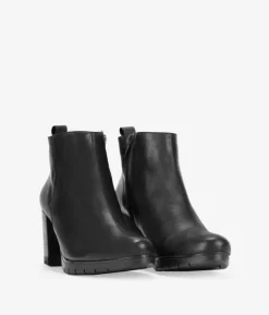 Bosanova Bottes À Talons | Chaussures En Cuir | Bottines en cuir noir avec talon et fermeture éclair