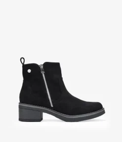 Bosanova Bottes À Talons | Bottines en daim noir avec fermeture éclair