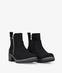 Bosanova Bottes À Talons | Bottines en daim noir avec fermeture éclair