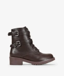 Bosanova Bottes Militaires | Bottines marron à boucles
