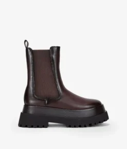 Bosanova Bottes Semelles Track | Bottes De Plateforme | Bottines marron à semelle track élastiquée