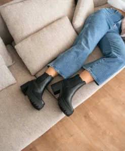 Bosanova Bottines Chelsea | Bottes De Plateforme | Bottines noires à bandes élastiques