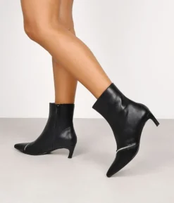 Bosanova Bottes À Talons | Bottines noires à talons avec fermeture éclair décorative